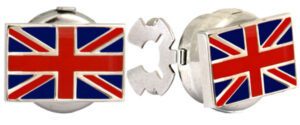 Button Cover Union Jack Rhodium Plated