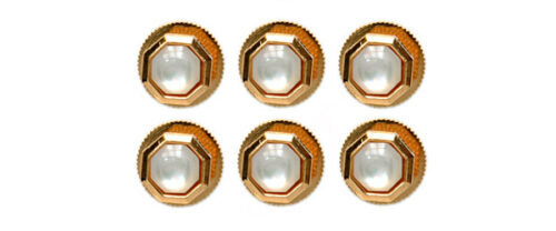 Set of 6 - Mother of Pearl Octagon Gold Plated Dress Studs