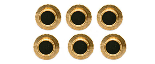 Set of 6 - Black Round Acrylic Gold Plated Dress Studs