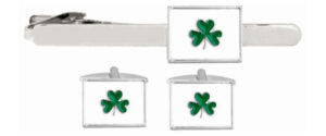 Irish Shamrock Cufflink & Tie Clip Set