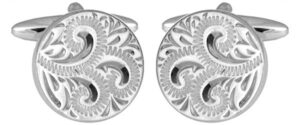 Sterling Silver Full Engraved Round Hallmarked Cufflinks