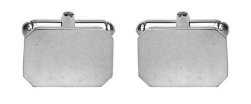 rectangle cut corners silver cufflinks