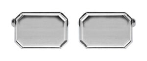 rectangle cut corners silver cufflinks