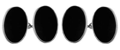 Oval Silver and black Cufflinks