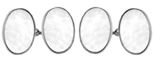 Oval Silver and pearl Cufflinks