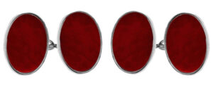 Oval Silver and red Cufflinks
