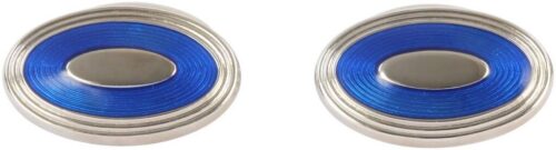 David Aster Oval Electric Blue Enamel Cufflinks