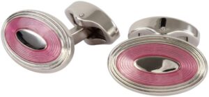 David Aster Oval Pink Enamel Cufflinks