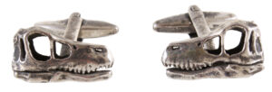 Dinosaur 2 Cufflinks - Burnished Rhodium Cut-Out Dinosaur Skull Cufflinks