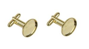 Round Gold plated Blank Cufflink Base - Box not included