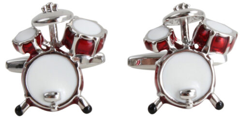 Red Drum Kit Rhodium Music Cufflinks
