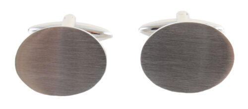 Brushed Stainless Steel Oval Cufflinks