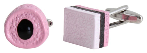 Pink, White & Black Liquorice AllSorts Rhodium Plated Cufflinks