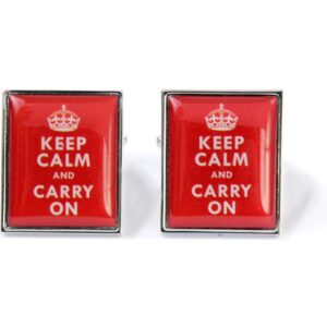 Keep Calm and Carry On Cufflinks Red