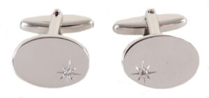 Oval Sapphire Star Set Silver plated Cufflinks