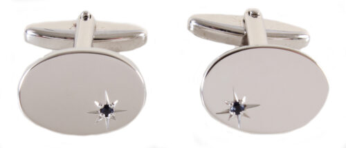 Oval Sapphire Star Set Silver plated Cufflinks