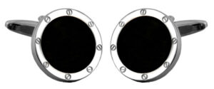 Round Silver and black cufflinks