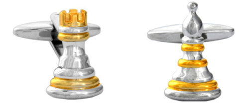 Gold and Silver Chess Piece Cufflinks