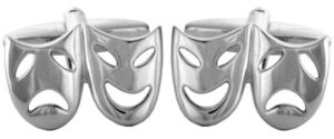 Silver drama theatre mask shaped cufflinks