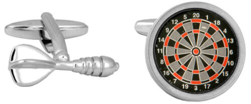 Silver Dart and dartboard themed cufflinks