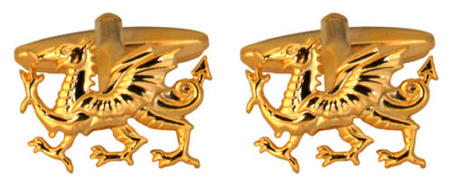 Welsh Dragon shaped gold cufflinks