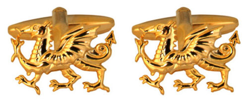 Welsh Dragon shaped gold cufflinks