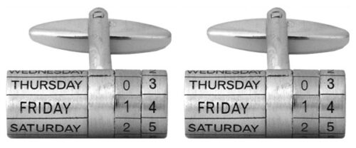 Silver Calendar themed Cufflinks