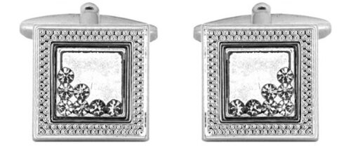 Smart Silver and diamond themed cufflinks