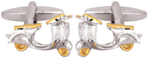 Scooter or Moped themed silver cufflinks