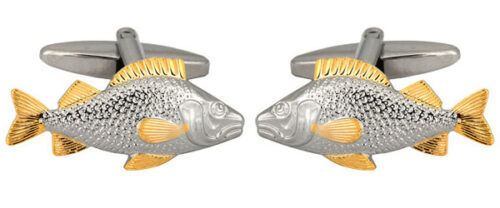 Gold and silver fish cufflinks