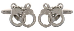 Silver Handcuff Police themed cufflinks