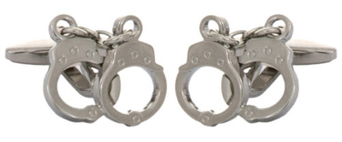 Silver Handcuff Police themed cufflinks