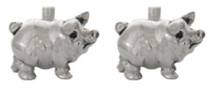 Silver Pig Shaped Cufflinks