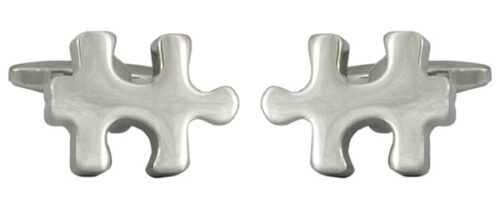 Jigsaw Piece Shaped Silver Cufflinks
