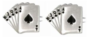 Silver Playing Cards Poker Cufflinks
