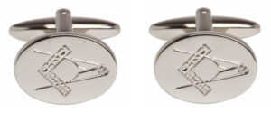 Silver Oval Masons Cufflinks