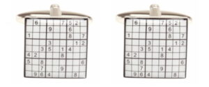 Sudoku Rhodium Plated Cufflinks