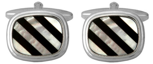 Silver Striped Cufflinks