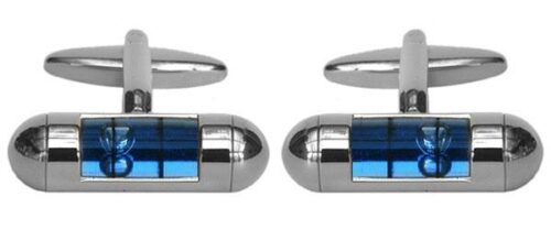 spirit level blue rhodium cufflinks
