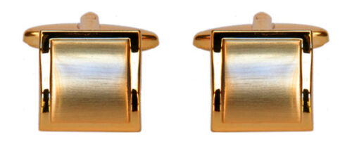 Shiny & Brushed Square Curved Gold Plated Cufflinks