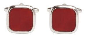 square red and silver rhodium blank cufflinks