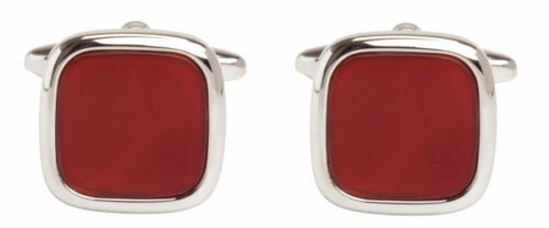 square red and silver rhodium blank cufflinks