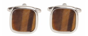 square brown and silver rhodium cufflinks