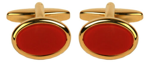 oval red and gold blank rhodium cufflinks