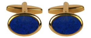 oval blue and gold blank rhodium cufflinks