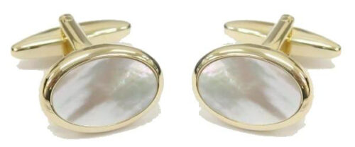 oval opal and gold blank rhodium cufflinks