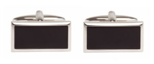 rectangle black and silver blank rhodium cufflinks