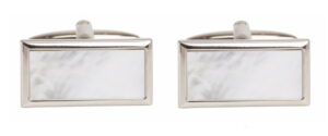 rectangle opal and silver blank rhodium cufflinks