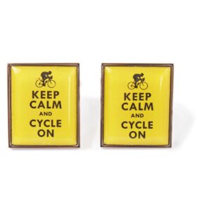 Keep Calm and Cycle On Cufflinks Yellow
