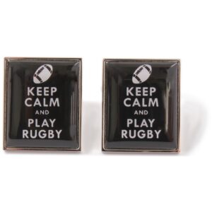 Keep Calm and Play Rugby Cufflinks Black